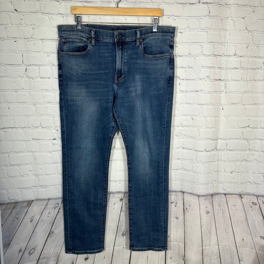 Lucky Brand 410 Athletic Straight Blue Jeans Mens Medium Wash Denim Stretch 36